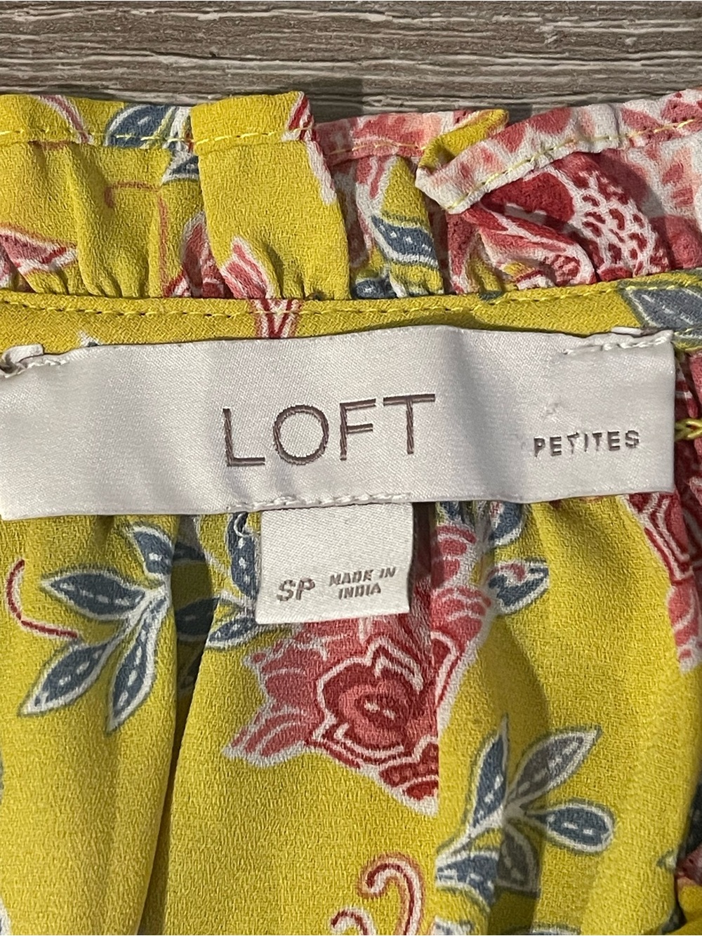 LOFT Yellow Floral Ruffle Neck Shell Top - Picture 3 of 5